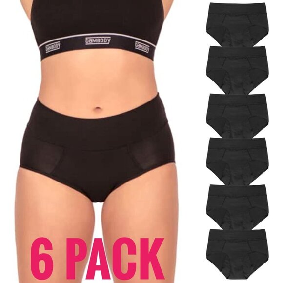 Bambody Absorbent Panties, Period Underwear Leakproof, Soft, Comfortable 6 PACK - Picture 1 of 13